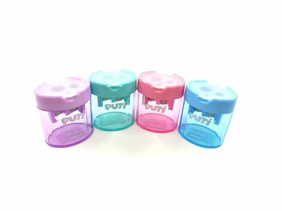 Puti Çift Bölmeli Kalemtraş Pastel Renkler 06390