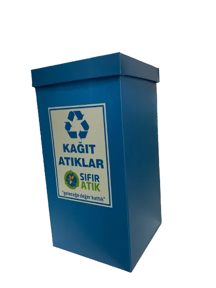 Üçgen 35x35x70 Geri Dönüşüm Kutusu Kağıt Atıklar\mavi