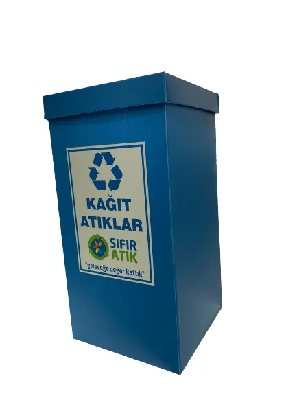 Üçgen 35x35x70 Geri Dönüşüm Kutusu Kağıt Atıklar\mavi