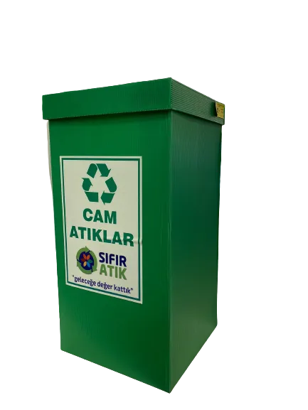 Üçgen 35x35x70 Geri Dönüşüm Kutusu Cam Atıklar\yeşil