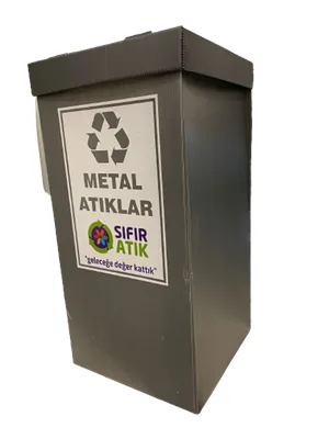 Üçgen 35x35x70 Geri Dönüşüm Kutusu Metal Atıklar\gri