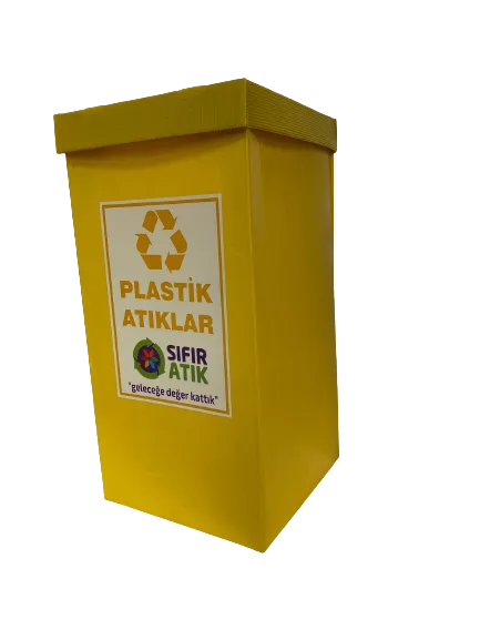 Üçgen 35x35x70 Geri Dönüşüm Kutusu Plastik Atıklar\sarı