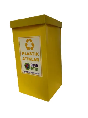 Üçgen 35x35x70 Geri Dönüşüm Kutusu Plastik Atıklar\sarı