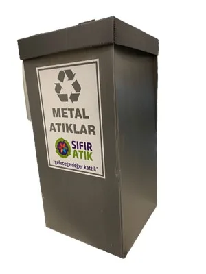 Üçgen 35x35x70 Geri Dönüşüm Kutusu Plastik Atıklar\sarı