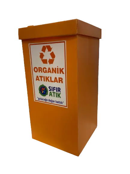 Üçgen 35x35x70 Geri Dönüşüm Kutusu Organik Atıklar\turuncu