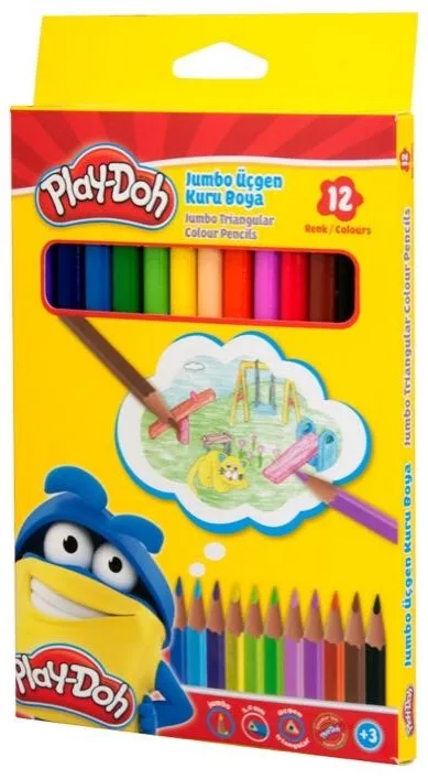 Play-doh Jumbo Üçgen Kuruboya Kalemi 12 Renk Ku008
