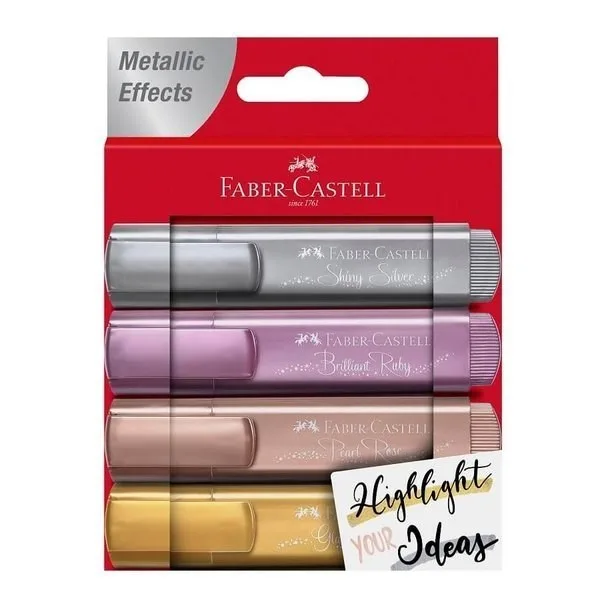 Faber Castell 1546 Fosforlu Kalem 4 Lü Takım Metalik Renkler 154640