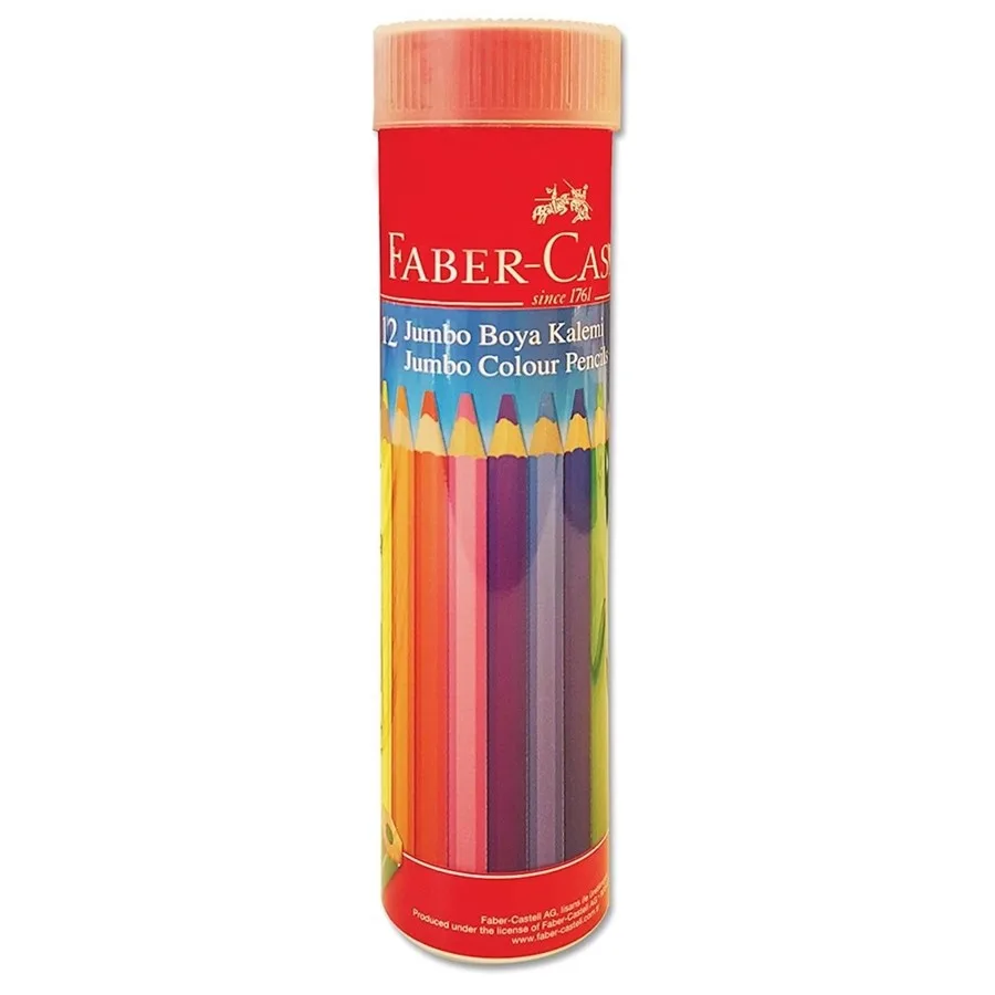 Faber Castell Jumbo Üçgen Kuruboya Kalemi 12"li Metal Tüp 5173116615