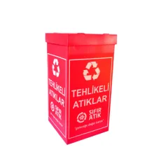 Üçgen 35x35x70 Geri Dönüşüm Kutusu Tehlikeli Atık\kırmızı