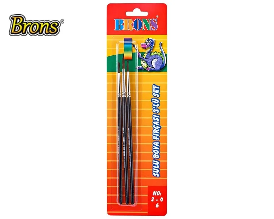 Brons 145 Sulu Boya Fırçası (2-4-6) 3"lü Set Br-244
