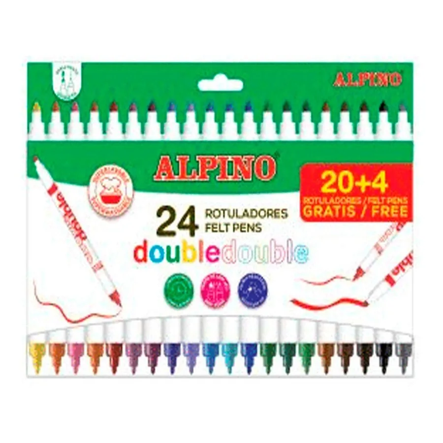 Alpino Double Çift Yönlü Keçeli Kalem 24"lü Ar-002058