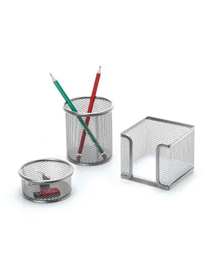 Inox Perforeli Kalemlik Seti 3"lü Gümüş 0690