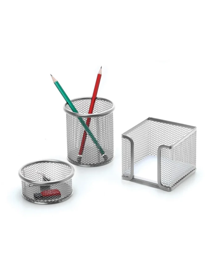 Inox Perforeli Kalemlik Seti 3"lü Gümüş 0690