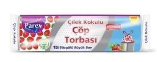 Parex 65x70 Büzgülü Büyük Boy Çilek Kokulu Çöp Poşeti 10"lu 1909361