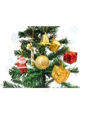 Nedi Yılbaşı Ağaç Süsü Şeker Kamışı Noel Baba Çan Fiyonk Paket As3