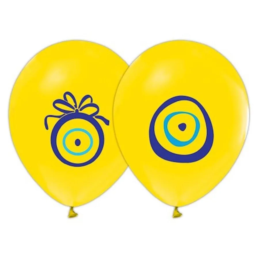 Nedi Baskılı Balon Nazar Boncuğu Sarı 16"lı 7065