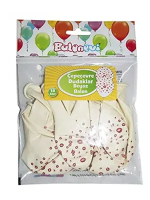 Nedi Baskılı Balon Çepeçevre Dudaklar Beyaz 14"lü 7324