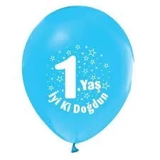 Nedi Baskılı Balon 1 Yaş İyi Ki Doğdun Açık Mavi 16"lı 39112