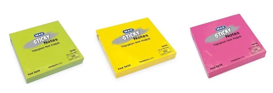 Mas 76x76 Mm Neon Yapışkanlı Not Kağıdı M.renkler 3659