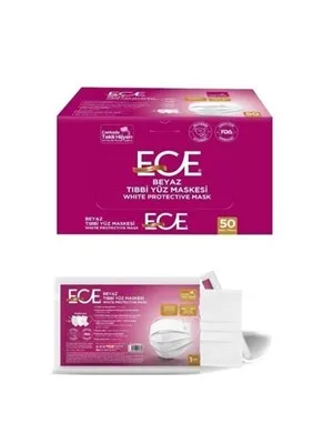 Ece Tıbbi Maske Tekli Ambalajlı Beyaz 485ece