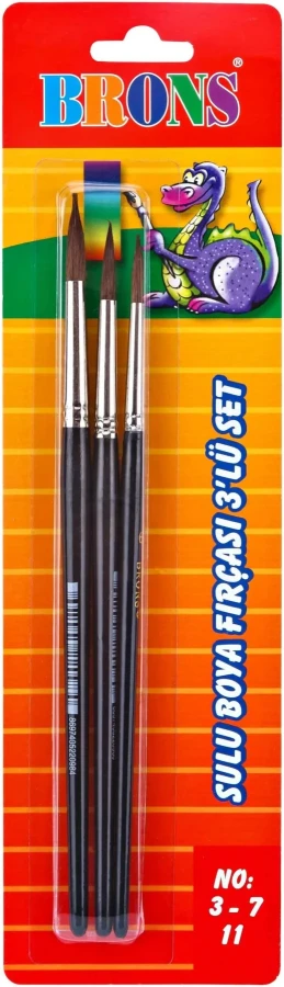 Brons 145 Sulu Boya Fırçası (3-7-11) 3"lü Set Br-673
