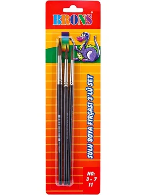 Brons 145 Sulu Boya Fırçası (3-7-11) 3"lü Set Br-673