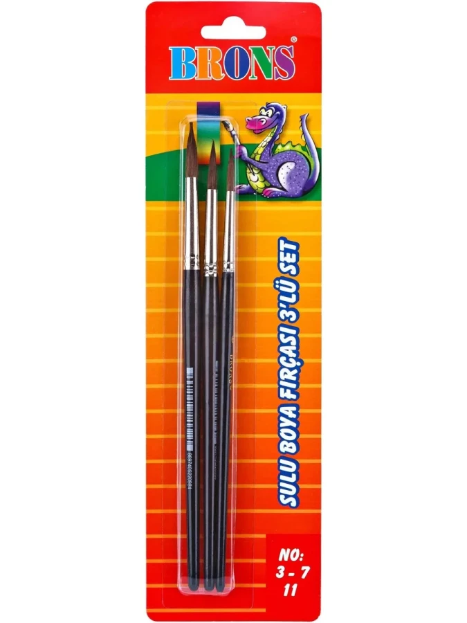 Brons 145 Sulu Boya Fırçası (3-7-11) 3"lü Set Br-673
