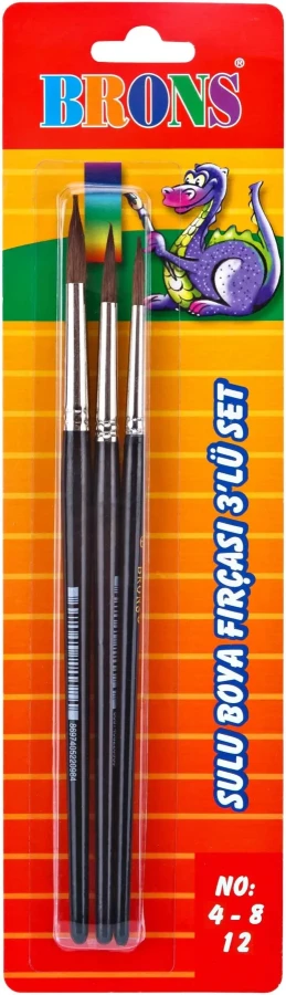 Brons 145 Sulu Boya Fırçası (4-8-12) 3"lü Set Br-674