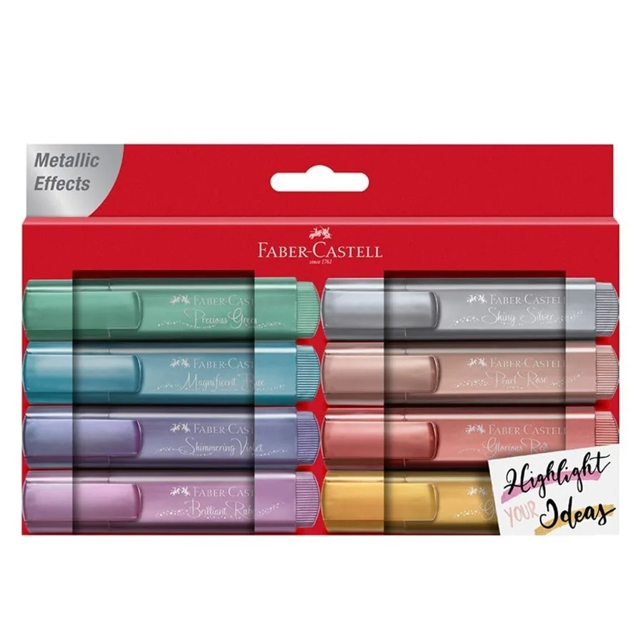 Faber Castell 1546 Fosforlu Kalem 8 Li Takım Metalik Renkler 5030154689000