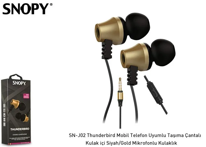 Snopy Sn-j02 Thunderbırd Mobil Telefon Kulaklık Siyah-gold