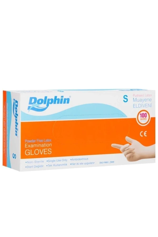 Dolphin Lateks Muayene Eldiveni Pudrasız Small 100"lü