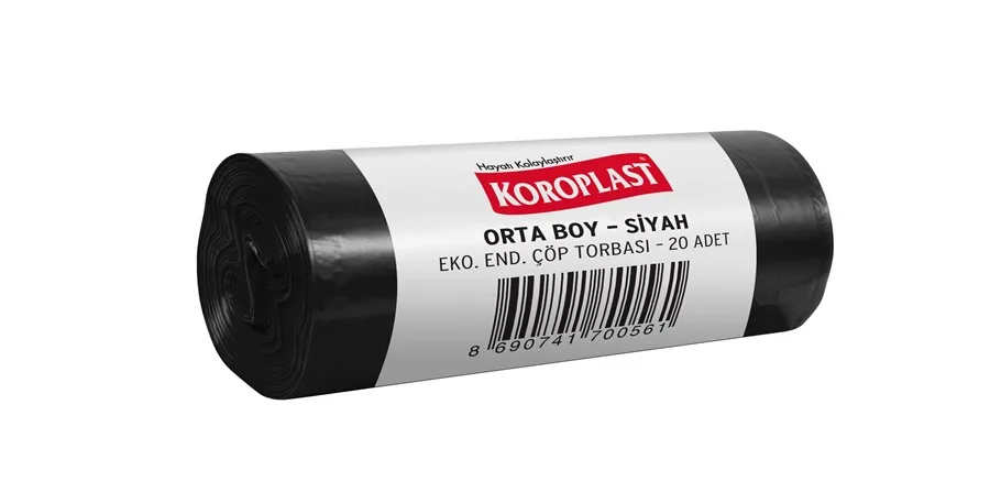 Koroplast 55x60 Cm Orta Boy Eko Endüstriyel Çöp Poşeti Siyah 20"li St01500328