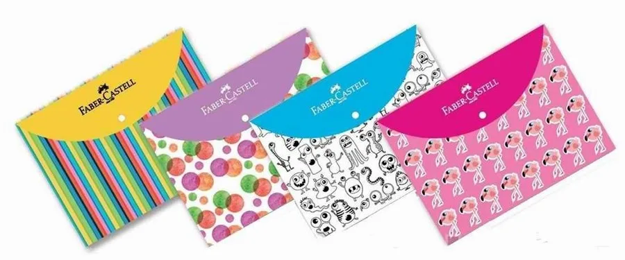 Faber Castell A4 Çıtçıtlı 4 Desenli Zarf Dosya 5075000100