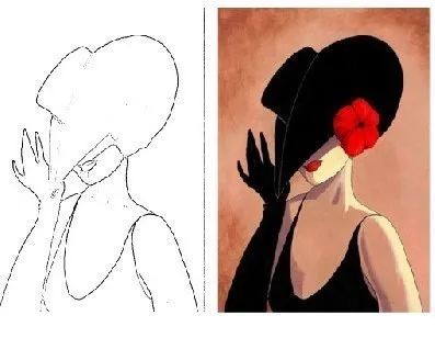 Aka Sanat 35x50 Çizilmiş Tuval Siyahlı Kadın Mdr3550003