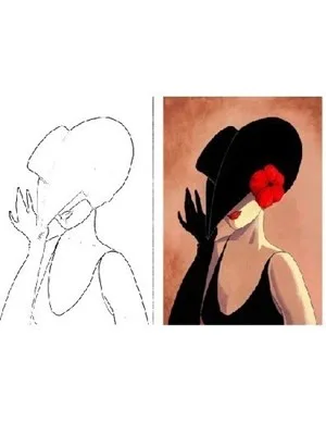 Aka Sanat 35x50 Çizilmiş Tuval Siyahlı Kadın Mdr3550003