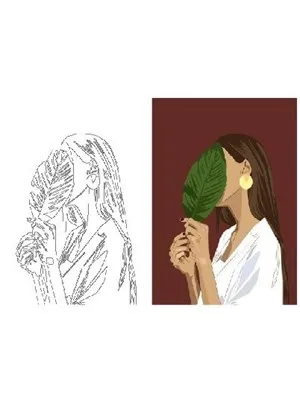 Aka Sanat 35x50 Çizilmiş Tuval Siyahlı Kadın Mdr3550003