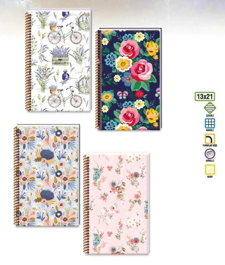 Keskin Color Tulipas 13x21 Cm Sert Kapak Spiralli Defter Çizgili 80 Yp 410551-99-03