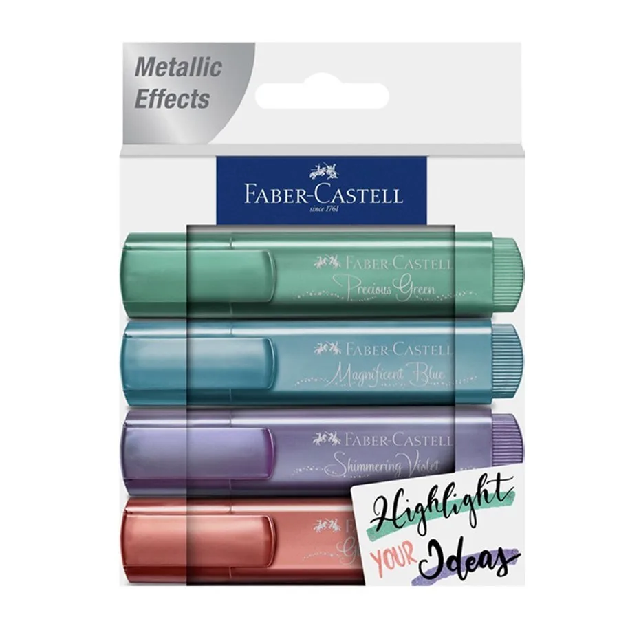 Faber Castell 1546 Fosforlu Kalem 4"lü Takım Metalik Renkler 154624