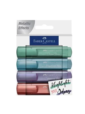 Faber Castell 1546 Fosforlu Kalem 4"lü Takım Metalik Renkler 154624