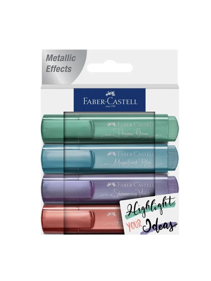 Faber Castell 1546 Fosforlu Kalem 4"lü Takım Metalik Renkler 154624