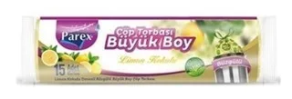 Parex 65x70 Büzgülü Büyük Boy Limon Kokulu Çöp Poşeti 10"lu 1909363