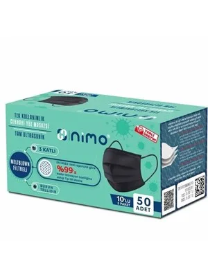 Nimo Kids(çocuk) 3 Katlı Meltblown Filtreli Tek Kullanımlık Cerrahi Maske Beyaz 50'li