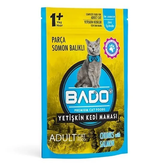 Bado 85 Gr Somon Balıklı Yetişkin Kedi Maması Yaş
