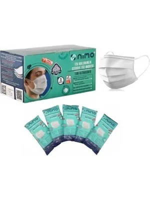 Nimo 3 Katlı Meltblown Filtreli Tek Kullanımlık Cerrahi Maske 50'li Siyah