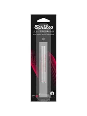Scrikss D1 M (medıum) Kısa Tip Tükenmez Kalem Yedeği Mini (refil) 2"li Kırmızı