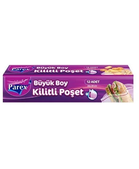 Parex 26x28 Cm Kilitli Büyük Boy Buzdolabı Poşeti 12"li 1909413