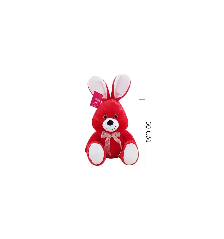 Selay 33 Cm Peluş Oturan Tavşan Kırmızı 1553