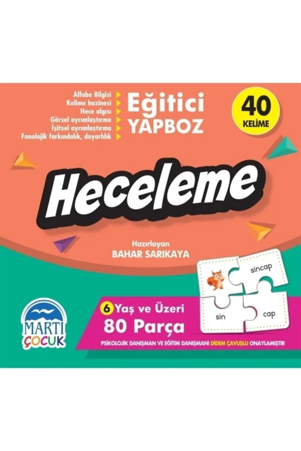 Eğitici Yapboz- Heceleme 40 Kelime - Martı Çocuk Yayınları
