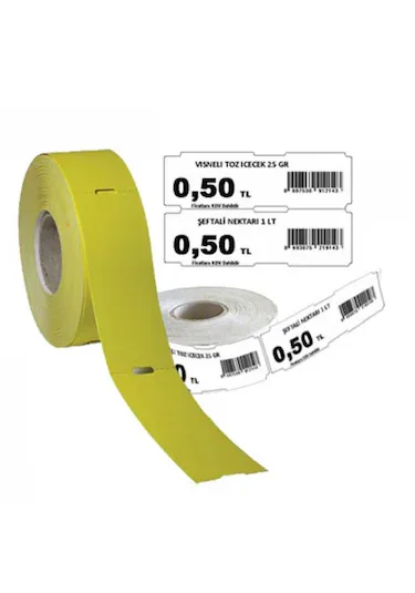 Ermet 100x38 Delikli Karton Raf Etiketi Sarı 350"li