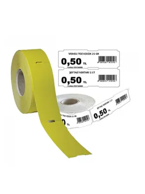 Ermet 100x38 Delikli Karton Raf Etiketi Sarı 350"li